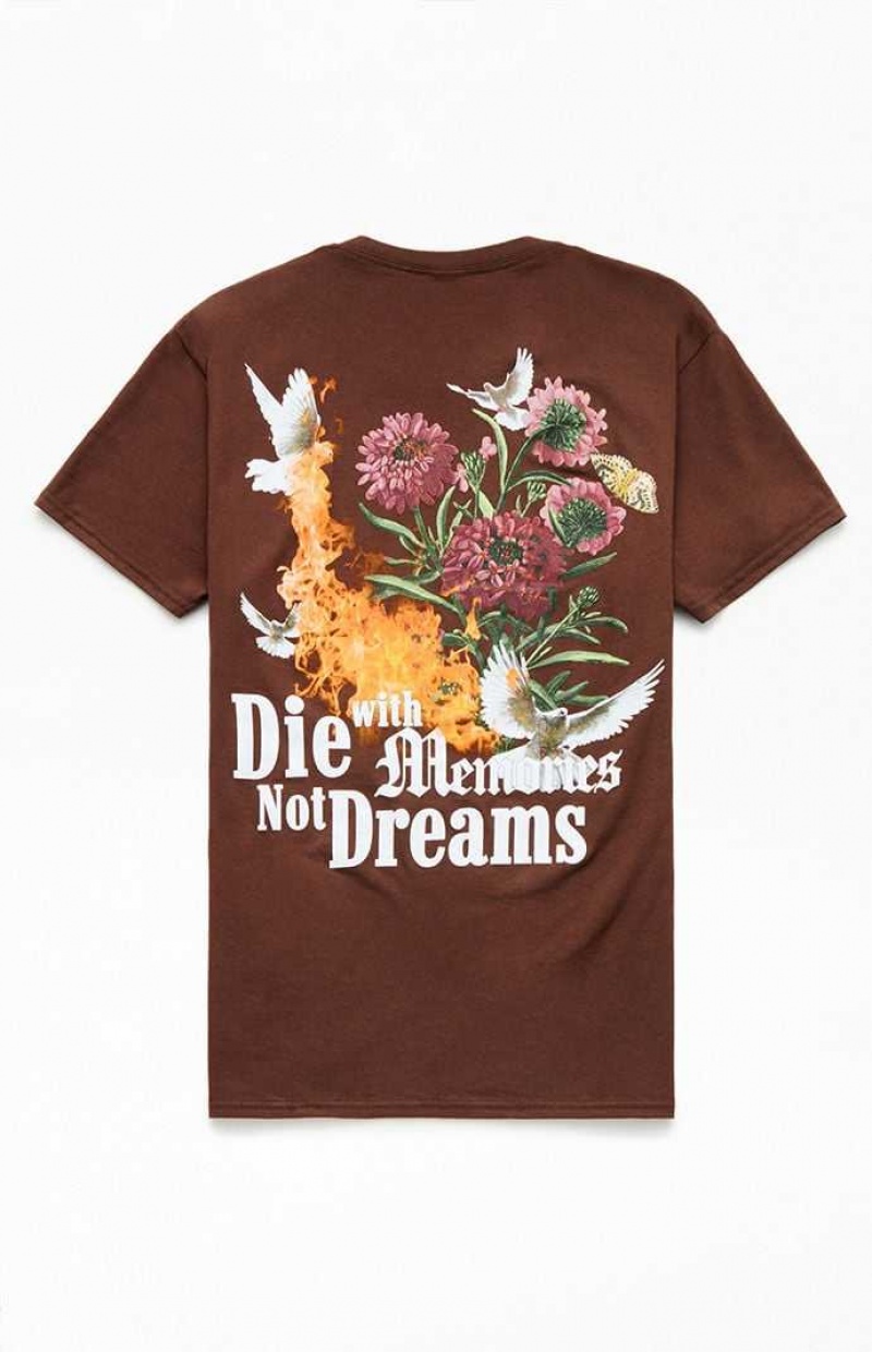 BROWN PacSun Live Your Dreams T-Shirt | NSZVDQK-89