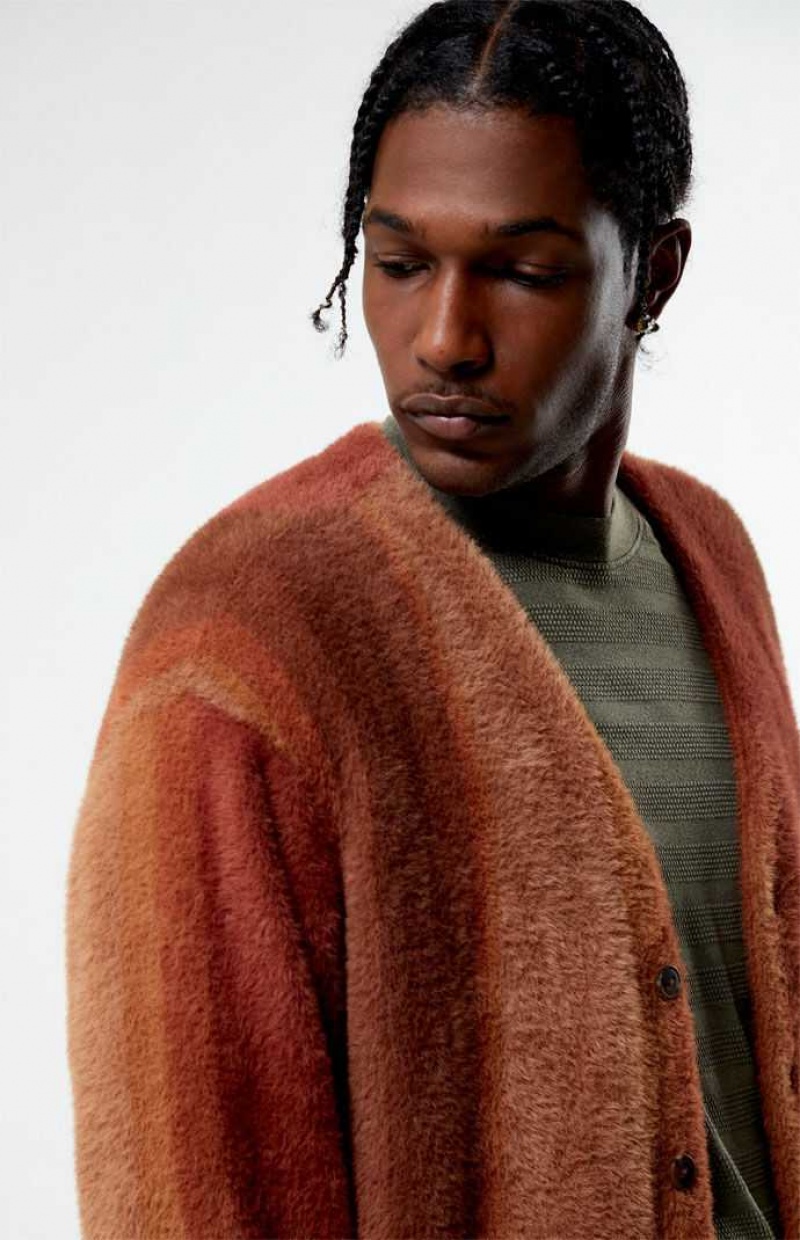 BROWN PacSun Mac Fuzzy Cardigan | APLGSBZ-71