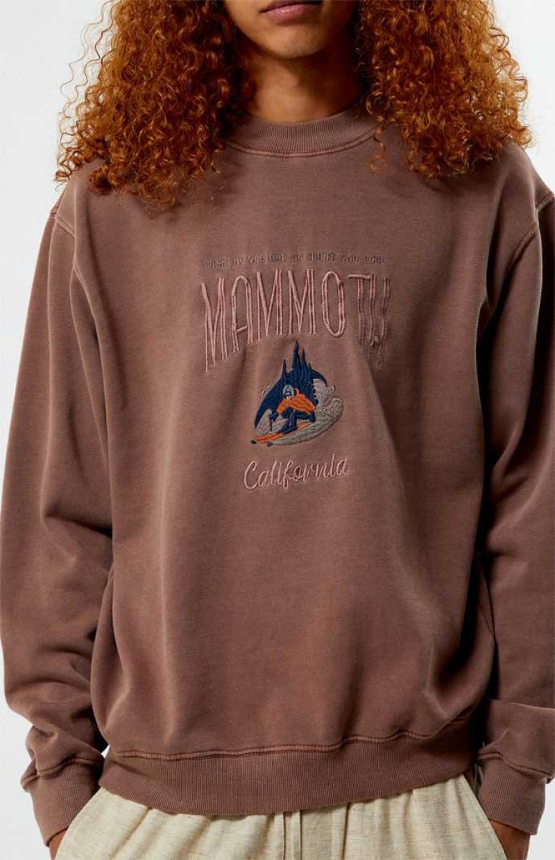 BROWN PacSun Mammoth Embroidered Crew Neck Sweatshirt | KCGZHYI-28