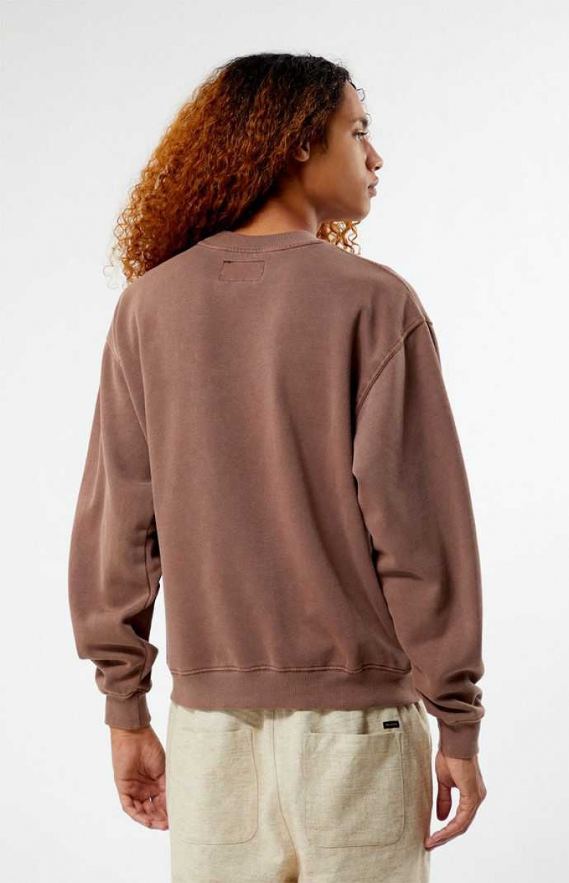 BROWN PacSun Mammoth Embroidered Crew Neck Sweatshirt | KCGZHYI-28