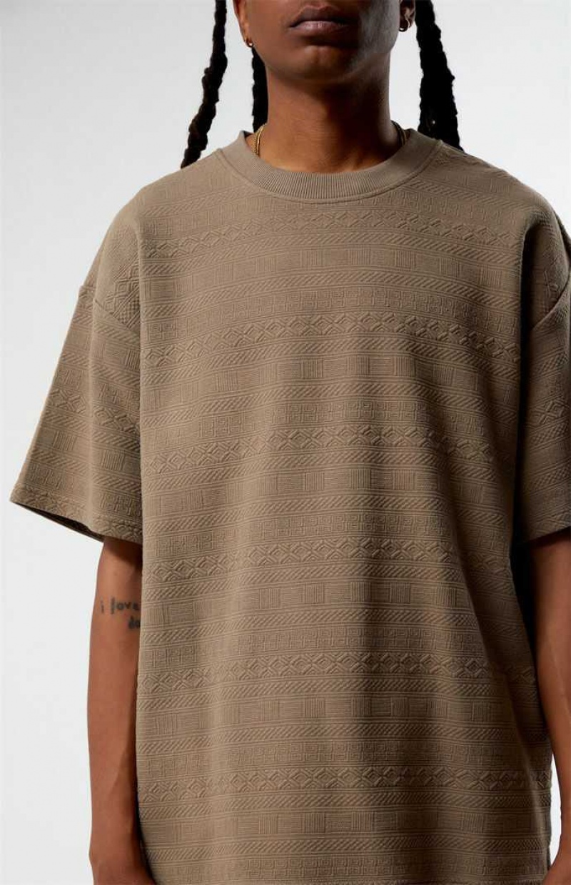 BROWN PacSun Oversized Jacquard Knit T-Shirt | NKDCPEL-76