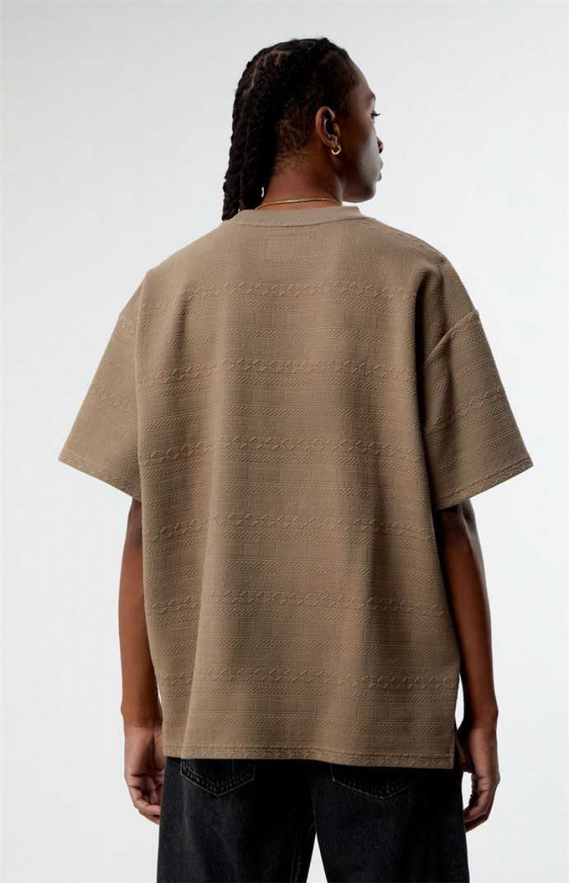 BROWN PacSun Oversized Jacquard Knit T-Shirt | NKDCPEL-76