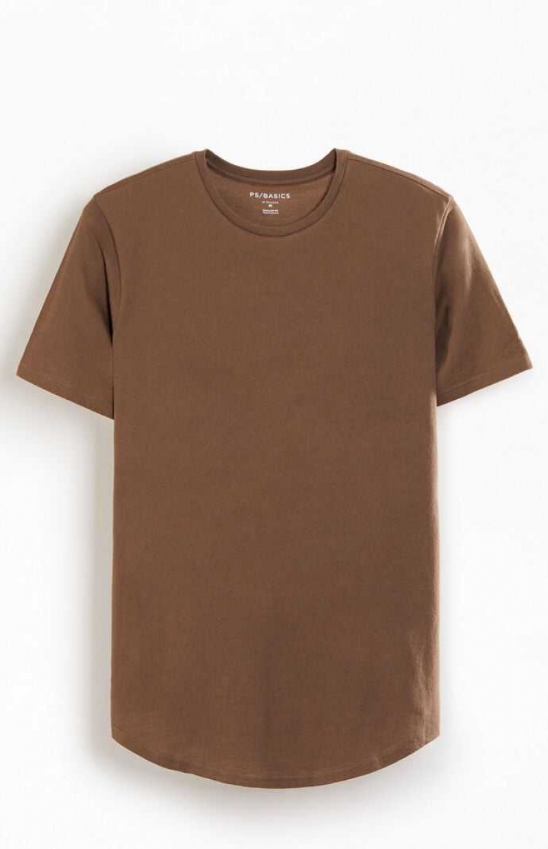 BROWN PacSun PS Basics Basic Scallop T-Shirt | BNTSMAF-43