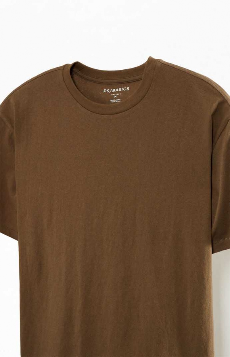 BROWN PacSun PS Basics Brown Reece Regular T-Shirt | ANSCRUI-09