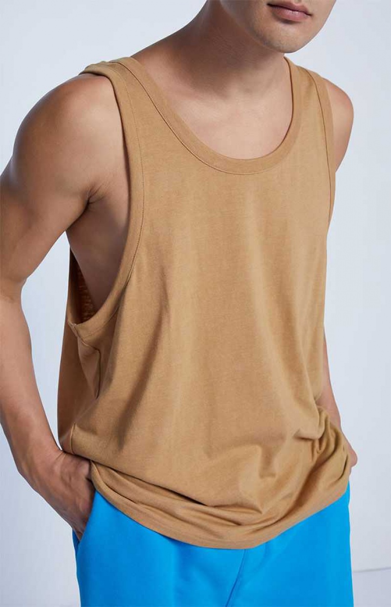 BROWN PacSun PS Basics Eco Brown Sage Tank Top | NXCOUTG-68