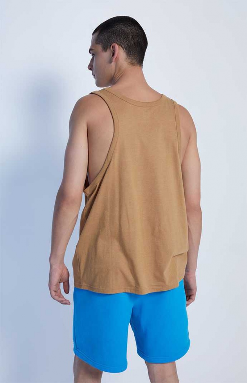 BROWN PacSun PS Basics Eco Brown Sage Tank Top | NXCOUTG-68