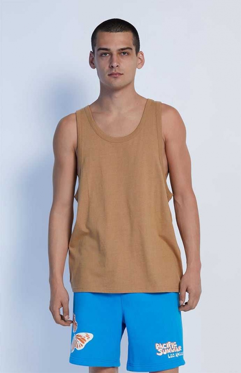 BROWN PacSun PS Basics Eco Brown Sage Tank Top | NXCOUTG-68