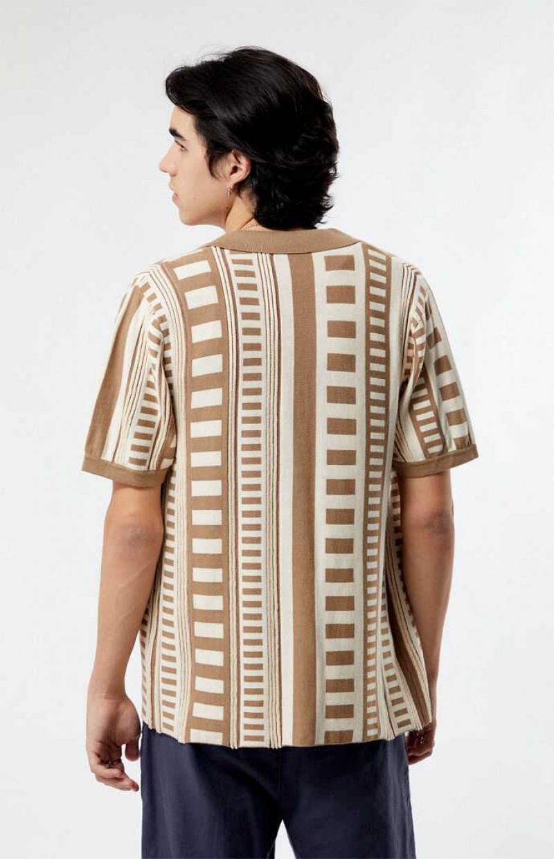 BROWN PacSun Pattern Knit Woven Shirt | PTIFGZM-13