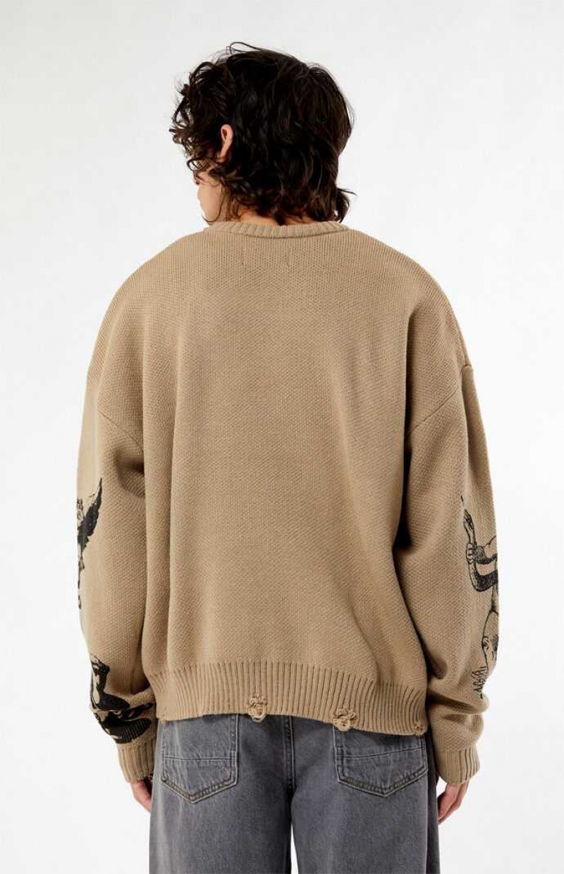 BROWN PacSun Prayers Up Cropped Sweater | JNPQCKL-90