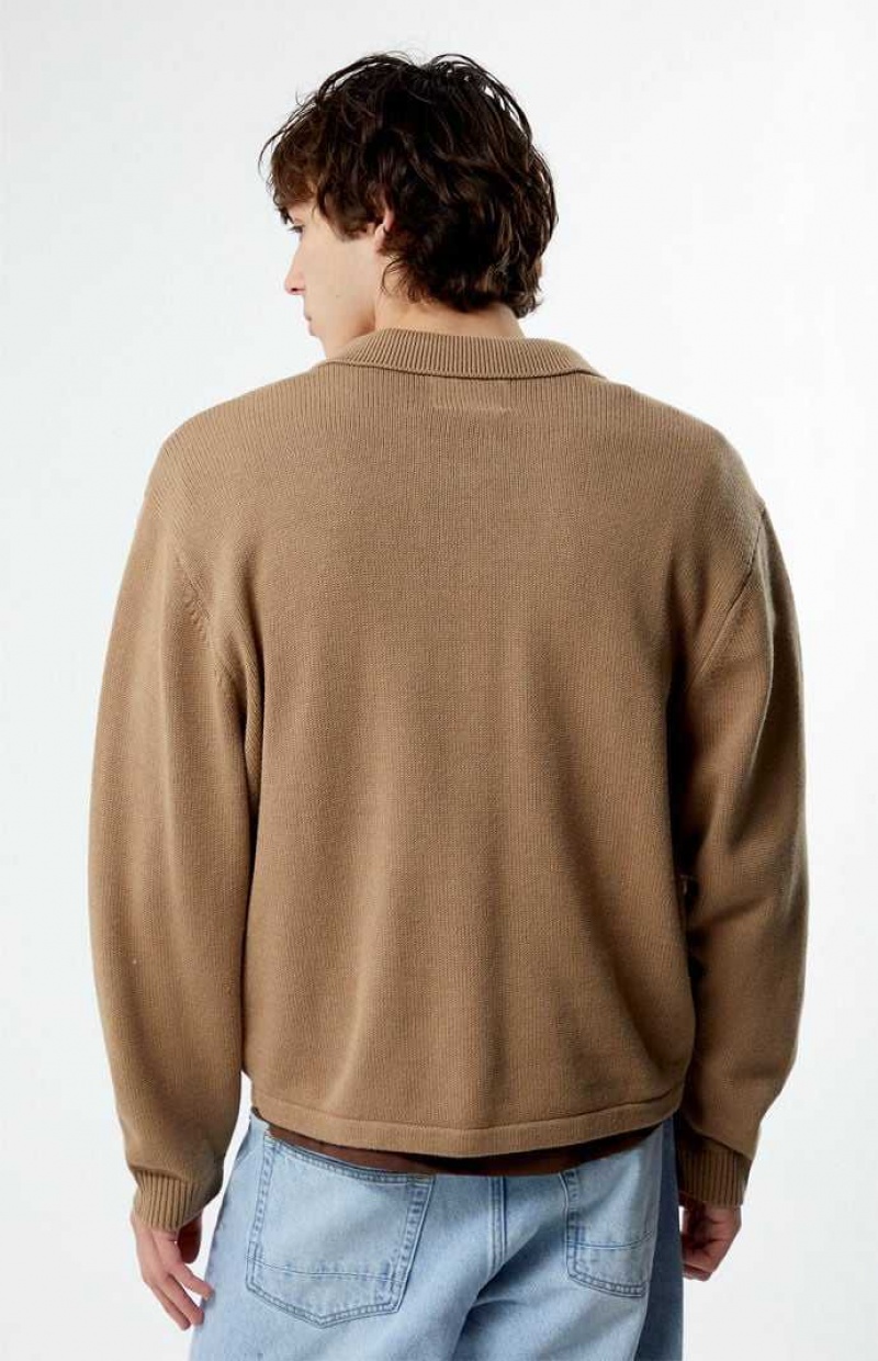 BROWN PacSun Quarter Zip Sweater | XEVFSIH-76