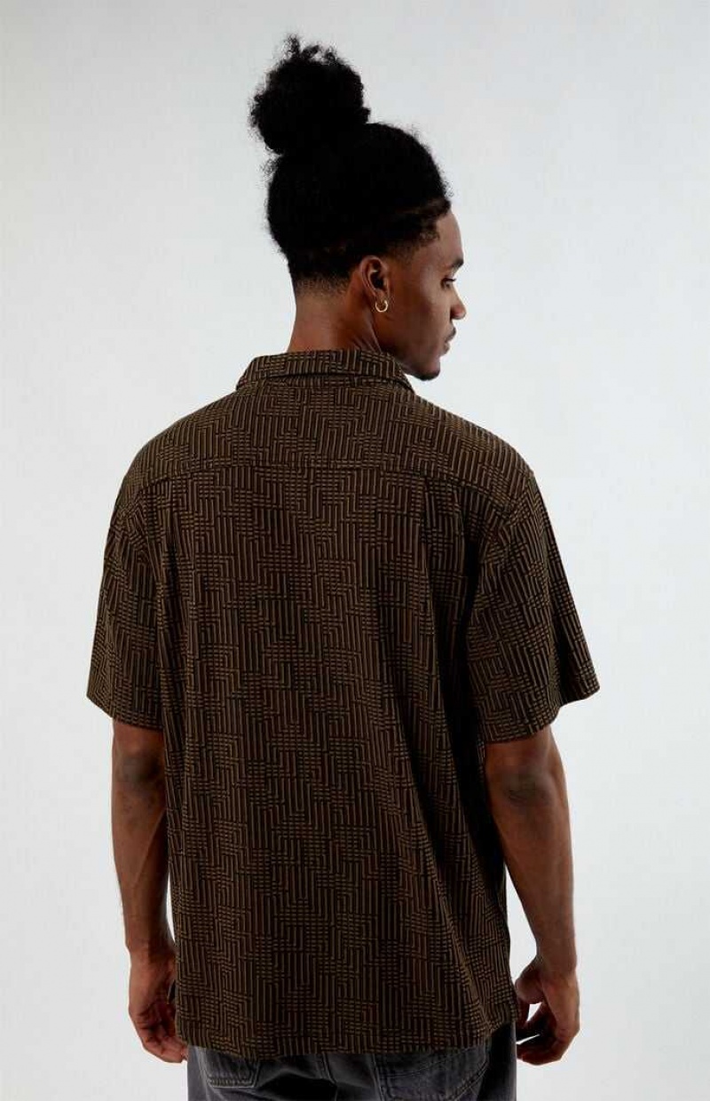 BROWN PacSun Santiago Brown Camp Shirt | HLQCSJR-30