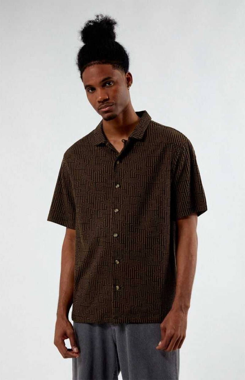 BROWN PacSun Santiago Brown Camp Shirt | HLQCSJR-30