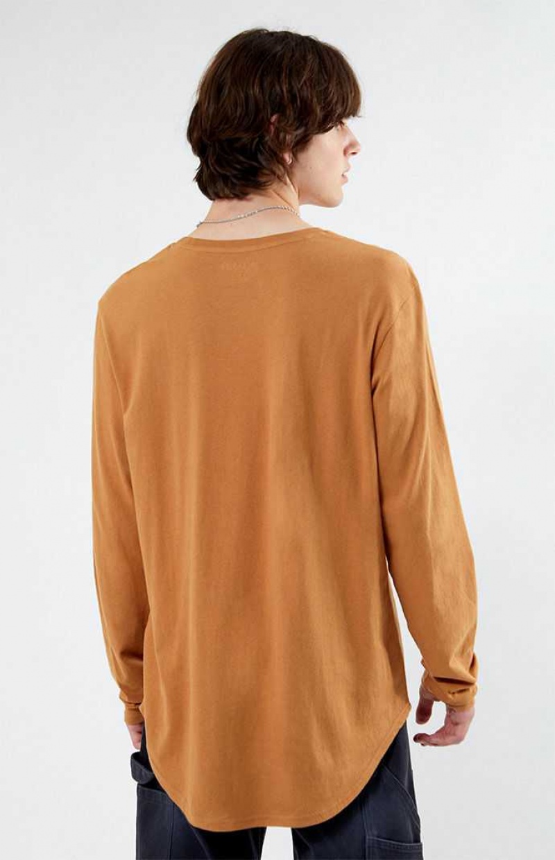 BROWN PacSun Scallop Long Sleeve T-Shirt | GIRHSFE-28