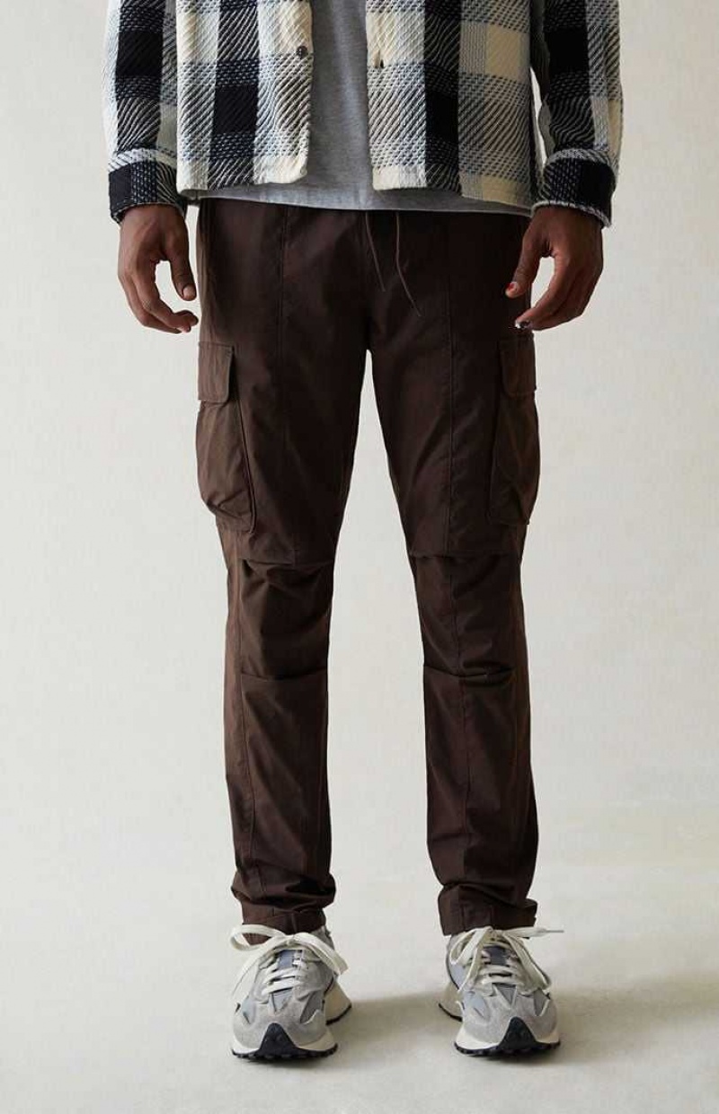 BROWN PacSun Stretch Brown Slim Cargo Pants | FXSTJUE-28