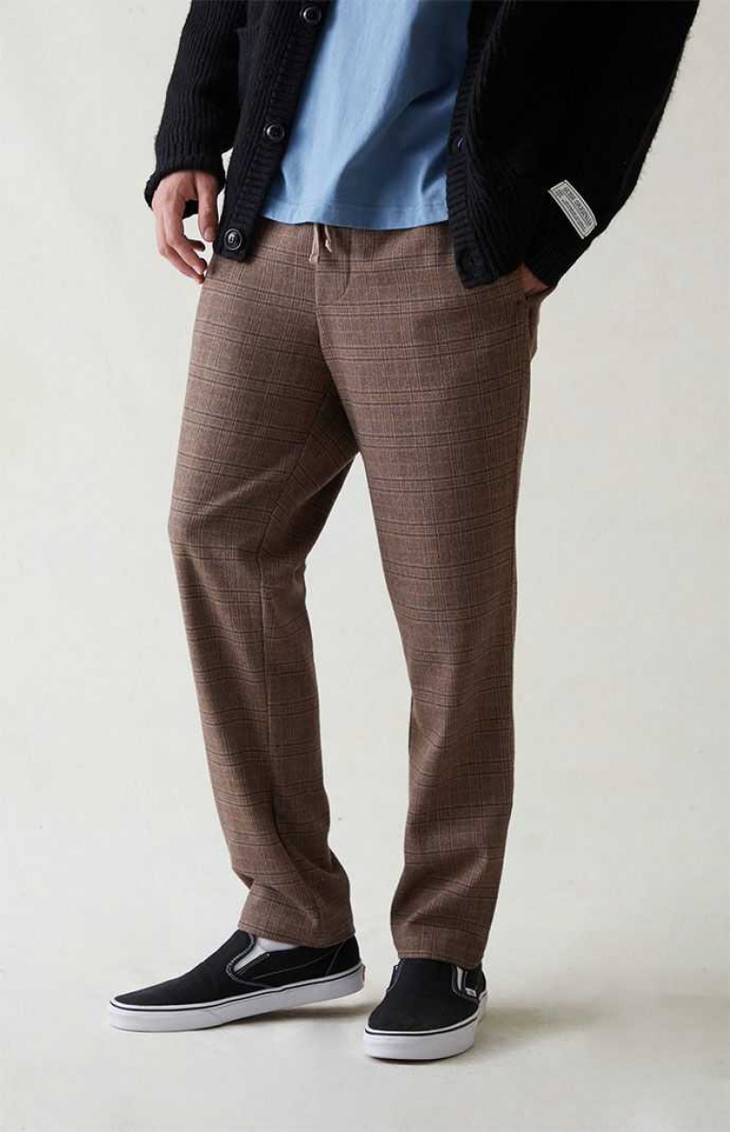 BROWN PacSun Stretch Brown Slim Trousers | NRLEDGF-89