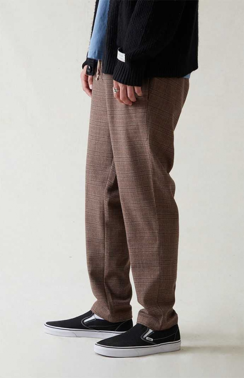 BROWN PacSun Stretch Brown Slim Trousers | NRLEDGF-89