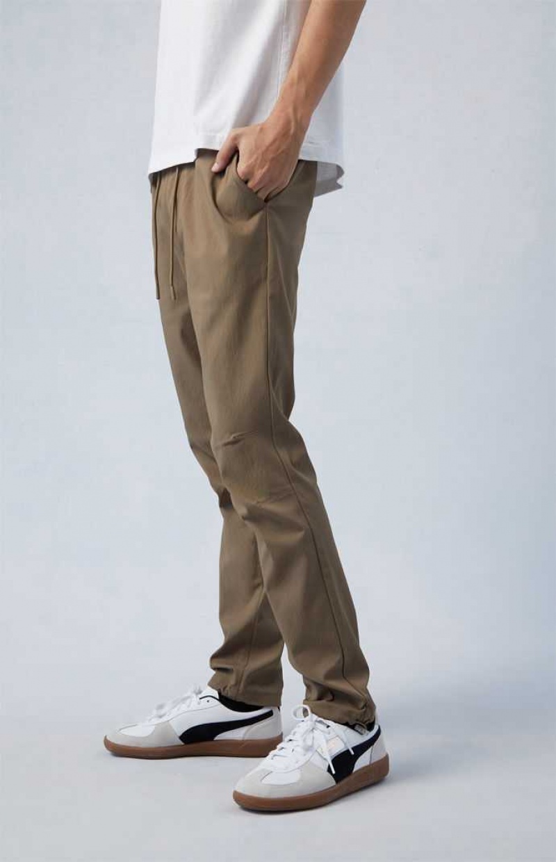 BROWN PacSun Stretch Performance Brown Slim Trousers | ZXMEPNB-74