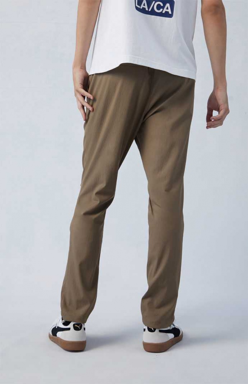 BROWN PacSun Stretch Performance Brown Slim Trousers | ZXMEPNB-74