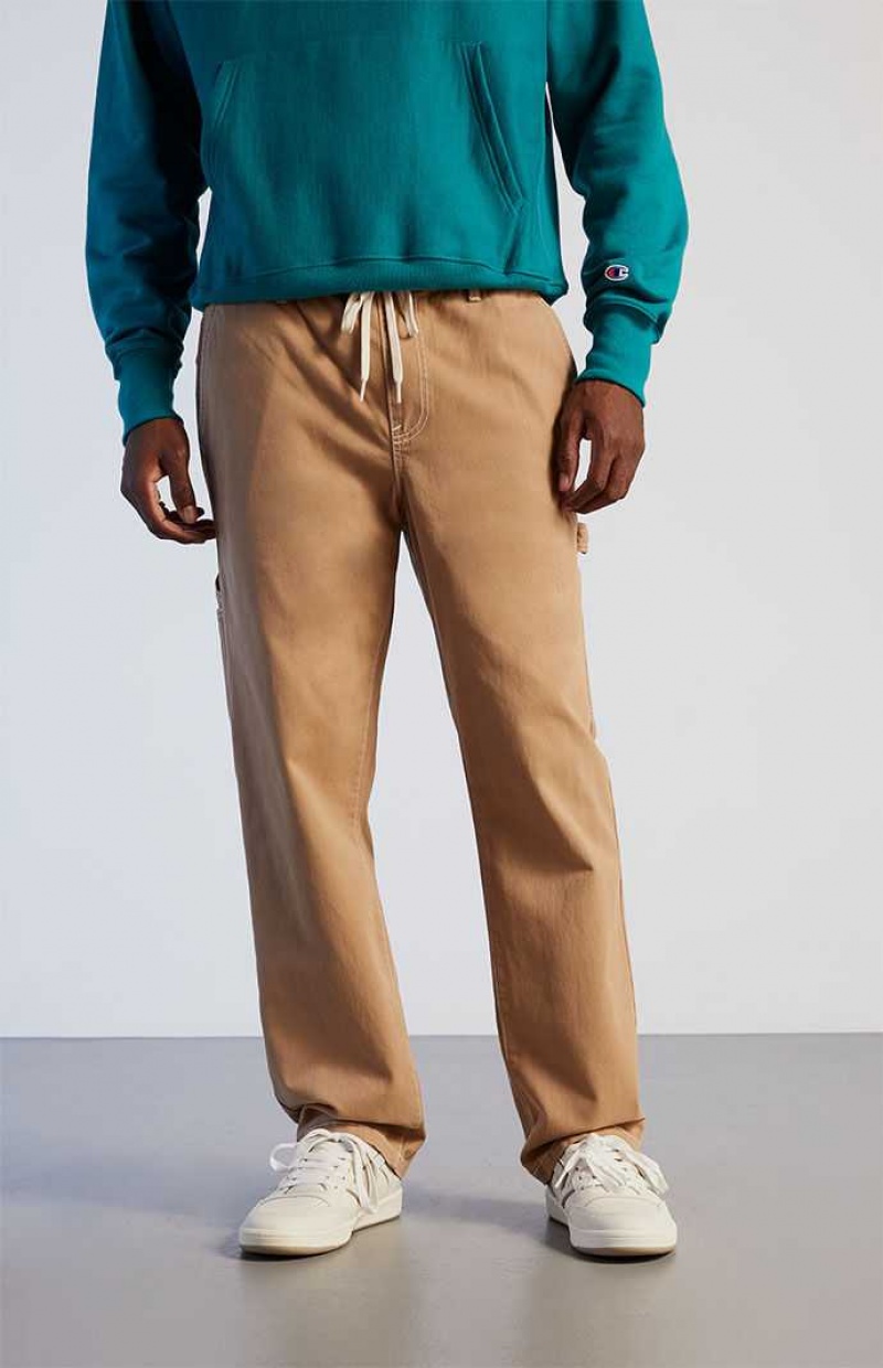 BROWN PacSun Twill Carpenter Pants | TNMIGQU-49