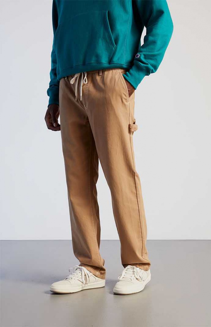 BROWN PacSun Twill Carpenter Pants | TNMIGQU-49