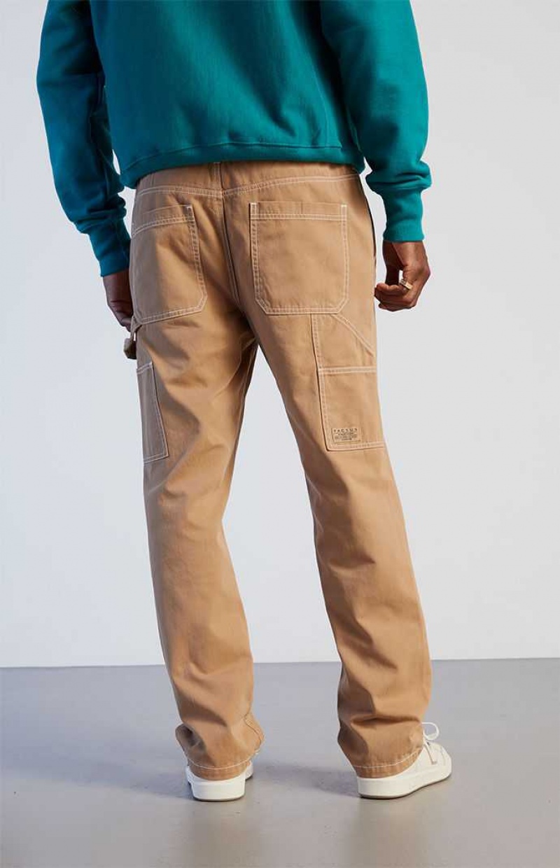 BROWN PacSun Twill Carpenter Pants | TNMIGQU-49