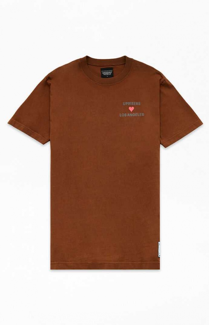 BROWN PacSun UPRISERS I See You T-Shirt | JQRUFIL-56