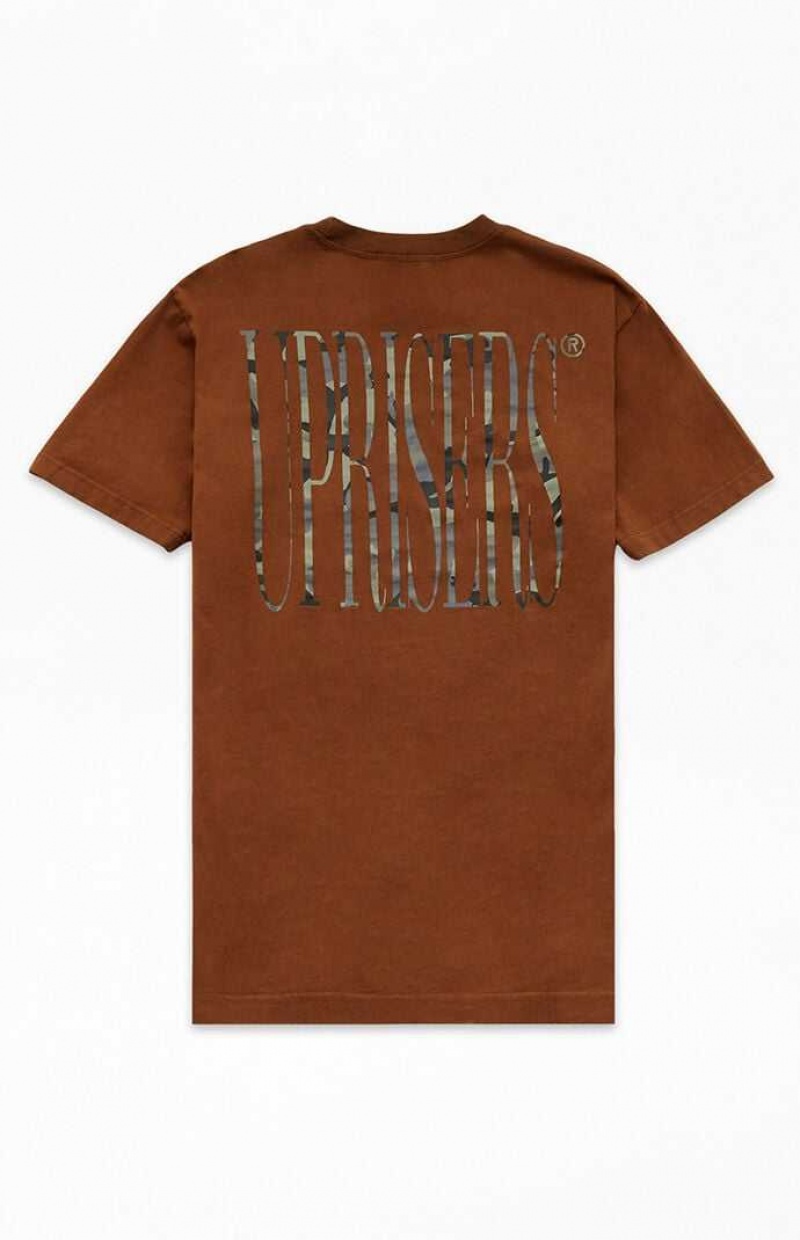 BROWN PacSun UPRISERS I See You T-Shirt | JQRUFIL-56