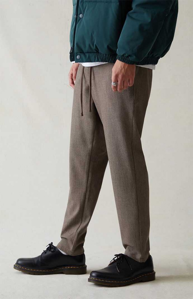 BROWN PacSun Wool Slim Trousers | UBNZVJO-95