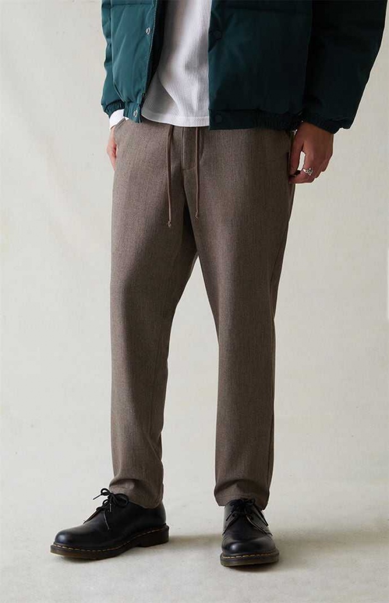 BROWN PacSun Wool Slim Trousers | UBNZVJO-95