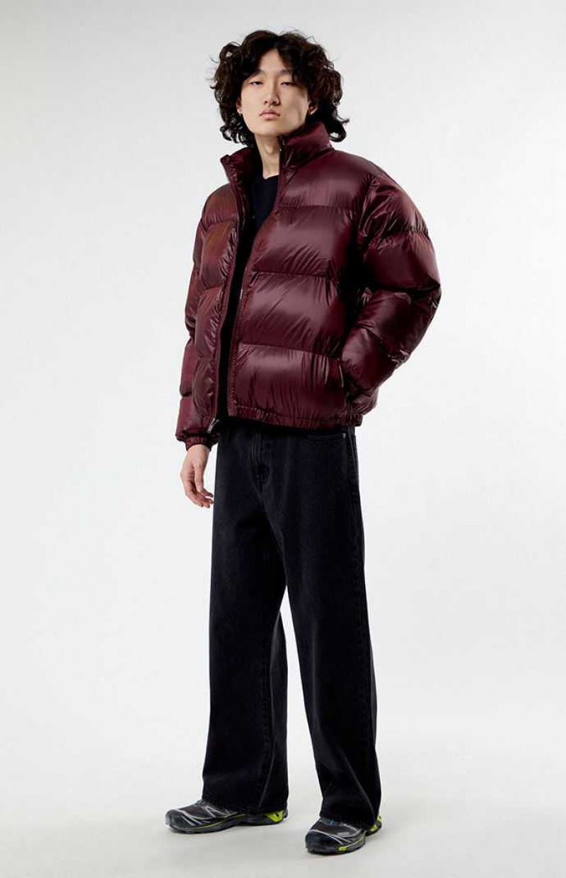 BURGUNDY PacSun Burgundy Puffer Jacket | CDLTIOK-83