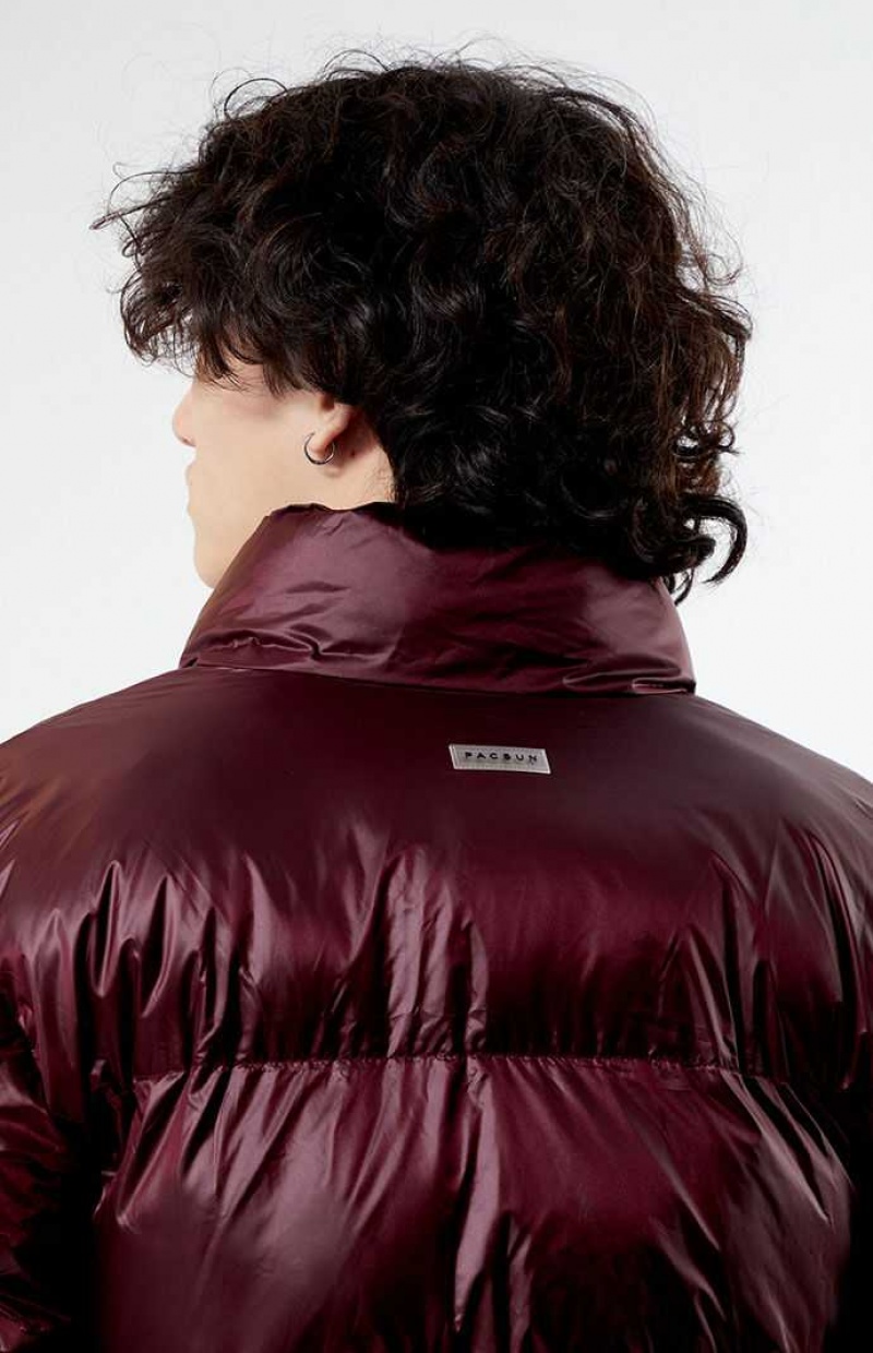 BURGUNDY PacSun Burgundy Puffer Jacket | CDLTIOK-83