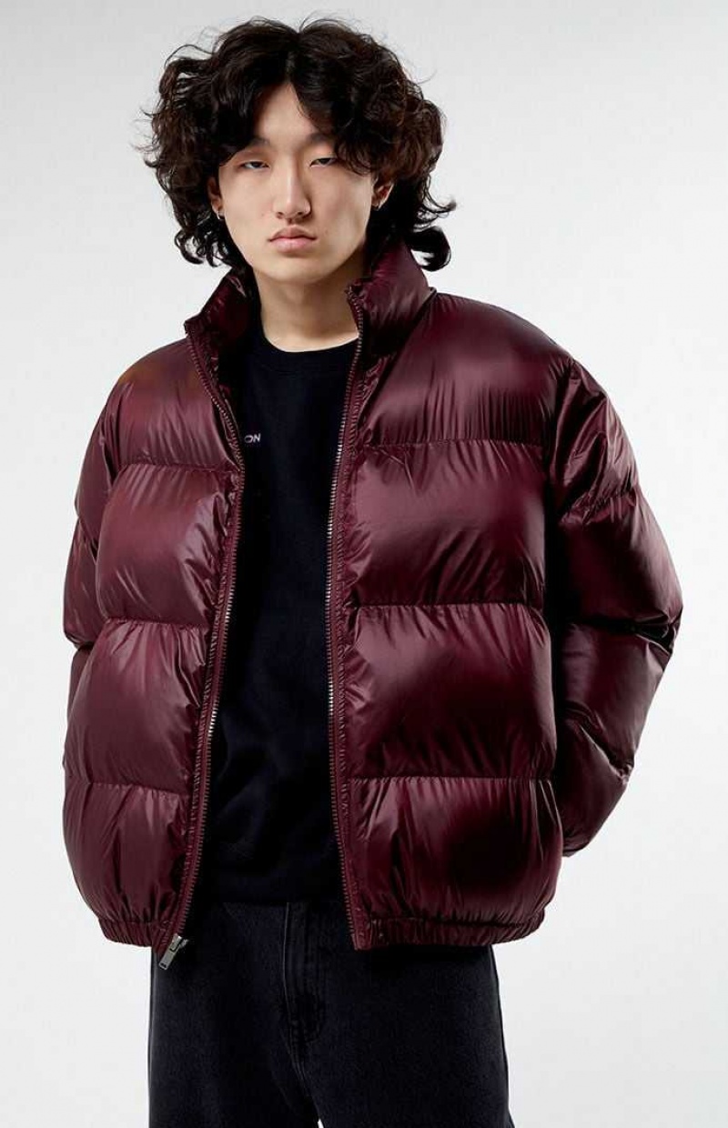 BURGUNDY PacSun Burgundy Puffer Jacket | CDLTIOK-83