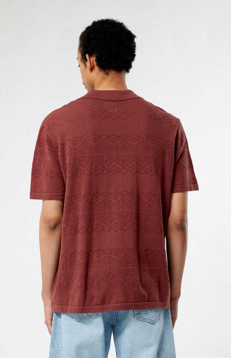 BURGUNDY PacSun Hudson Burgundy Oversized Camp Shirt | WVHRGKQ-75