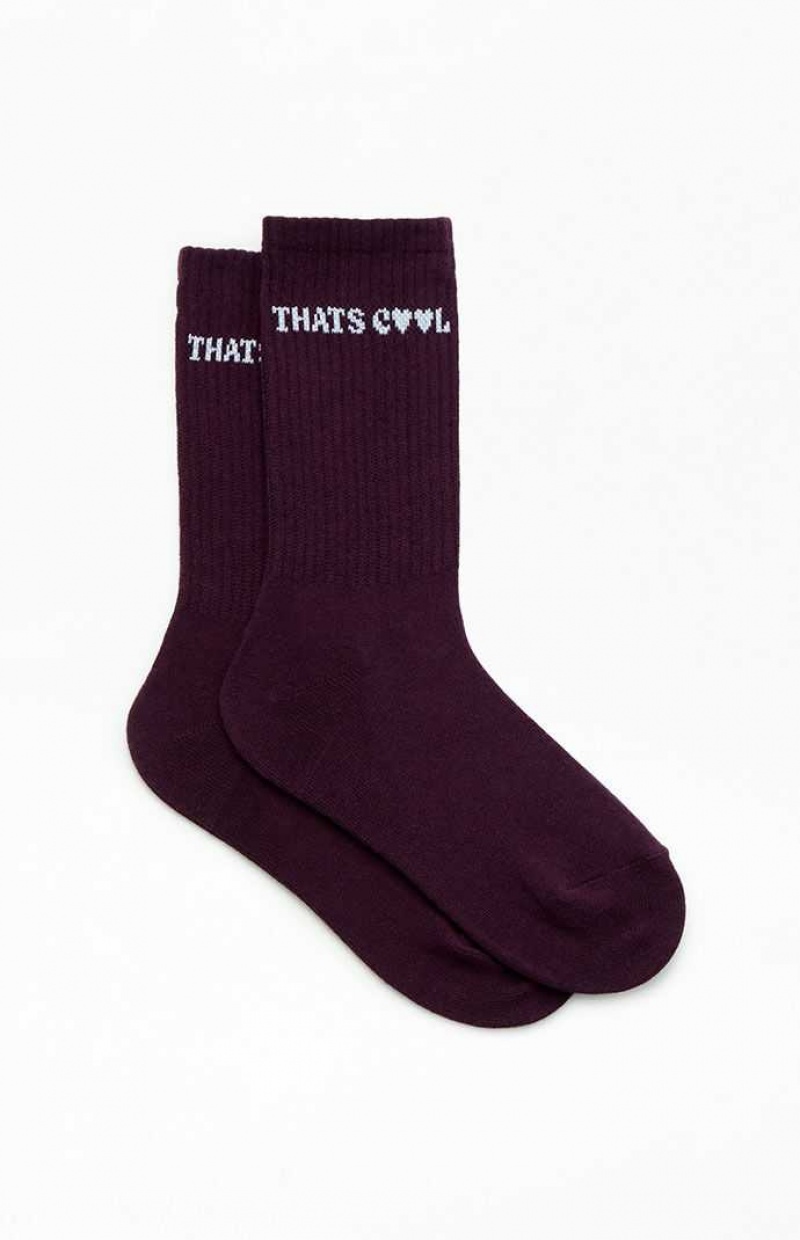 BURGUNDY PacSun That's Cool Crew Socks | MGHLWVD-29