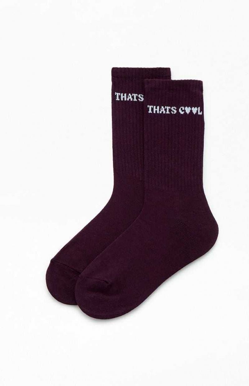 BURGUNDY PacSun That\'s Cool Crew Socks | MGHLWVD-29