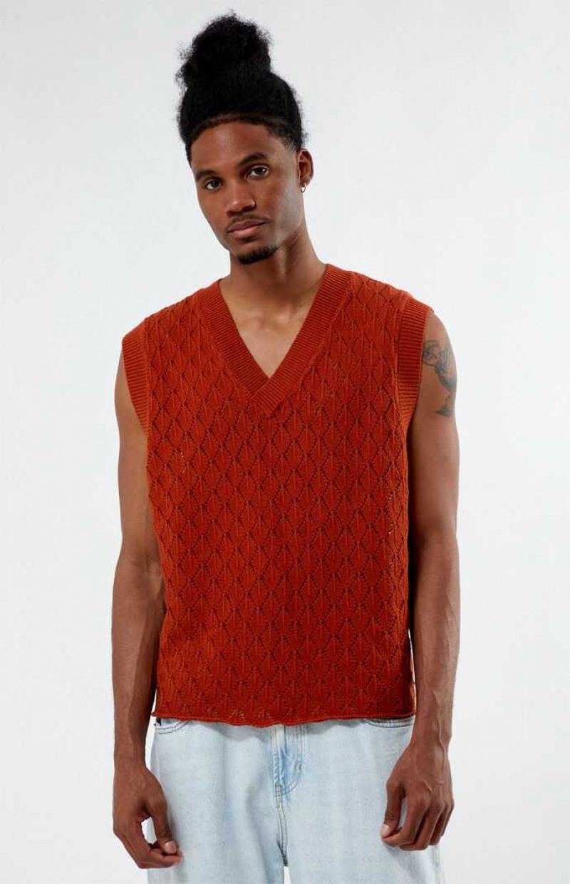 BURNT ORANGE PacSun Burnt Orange Sweater Vest | EFNYOSJ-84