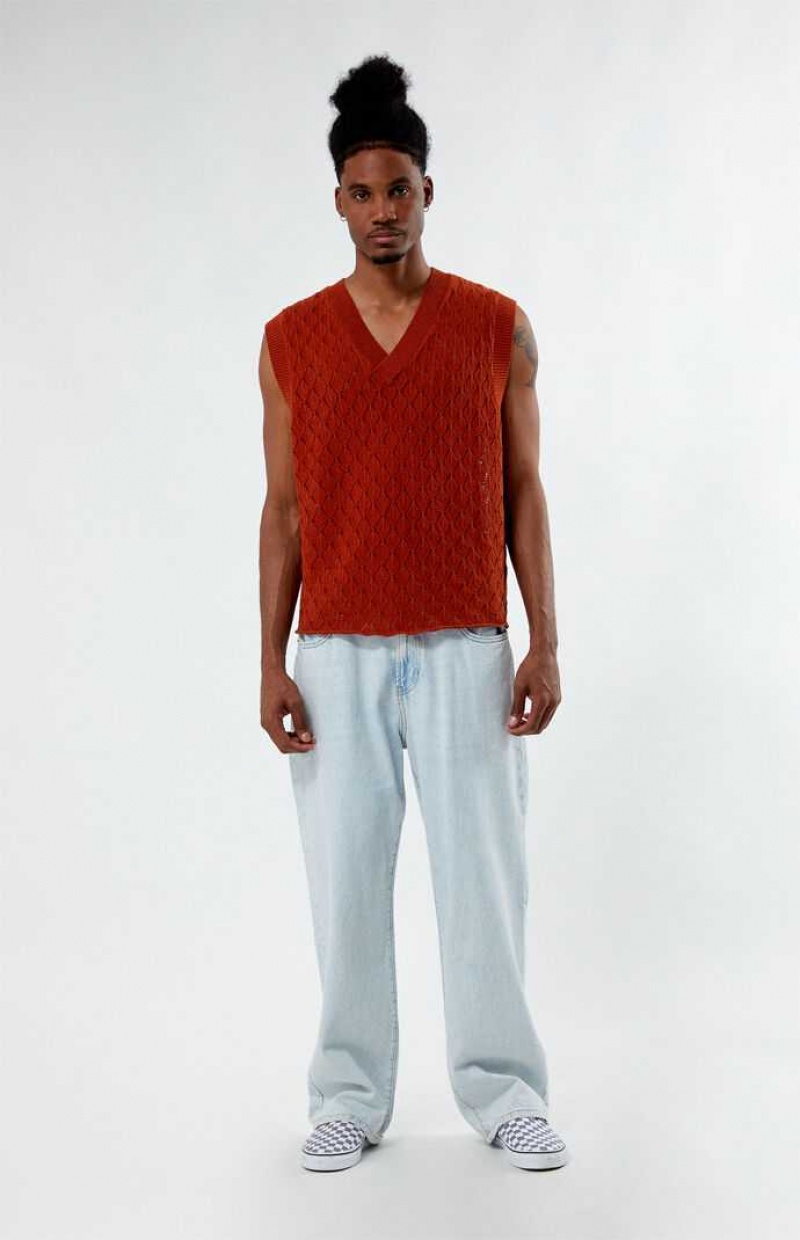 BURNT ORANGE PacSun Burnt Orange Sweater Vest | EFNYOSJ-84