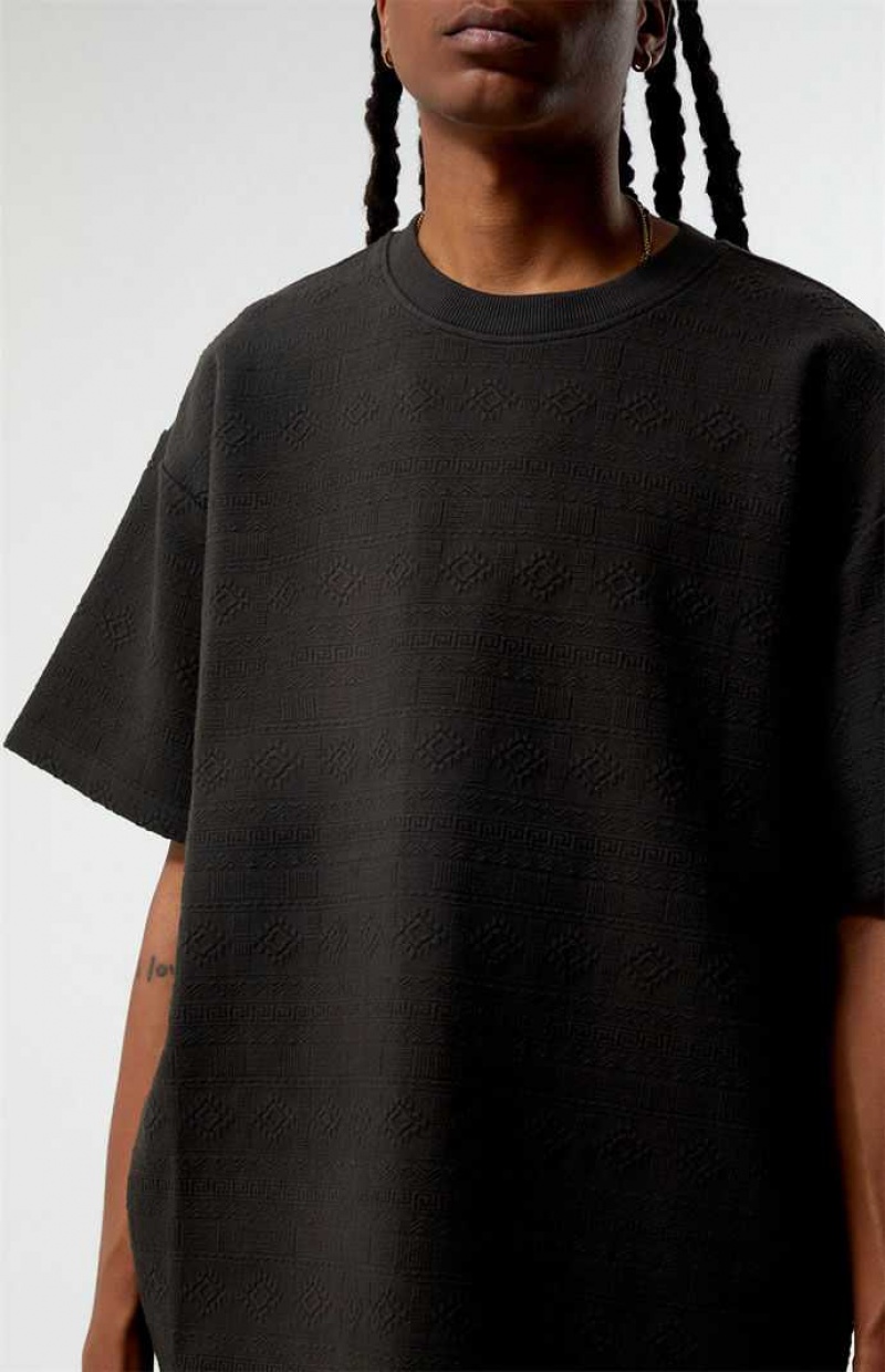 CHARCOAL PacSun Charcoal Oversized Jacquard Knit T-Shirt | PUWXRTH-43