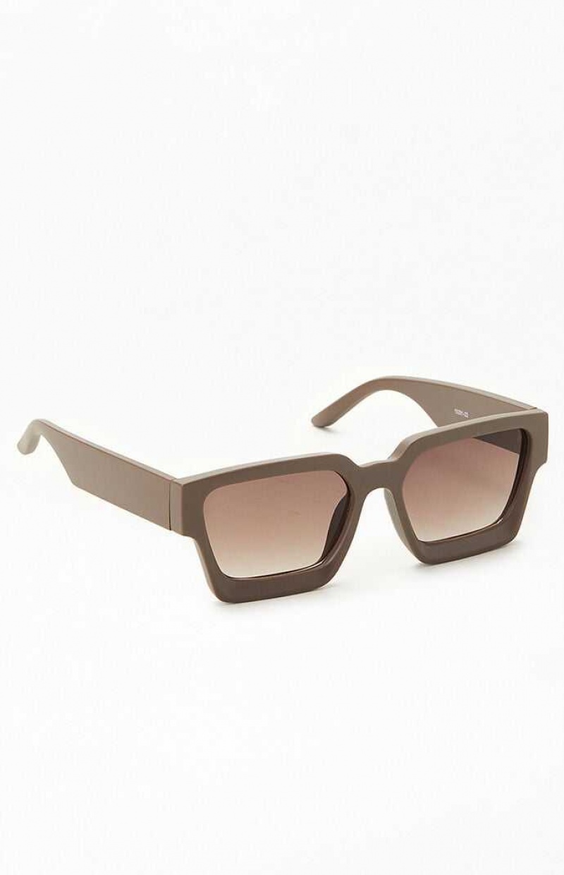 CHARCOAL PacSun Charcoal Square Frame Sunglasses | QWKORDV-60