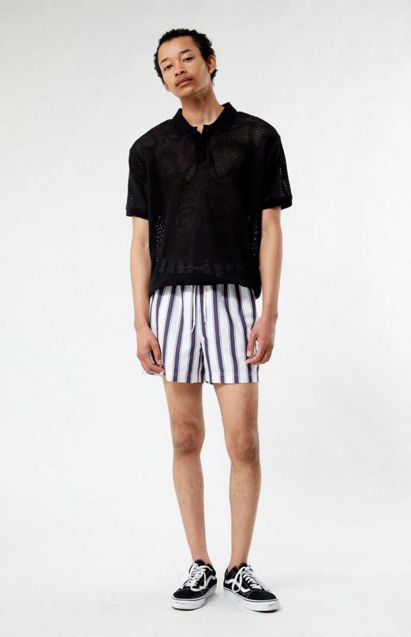 CHARCOAL PacSun Charcoal Stripe 4.5 Swim Trunks | OARNLSH-63