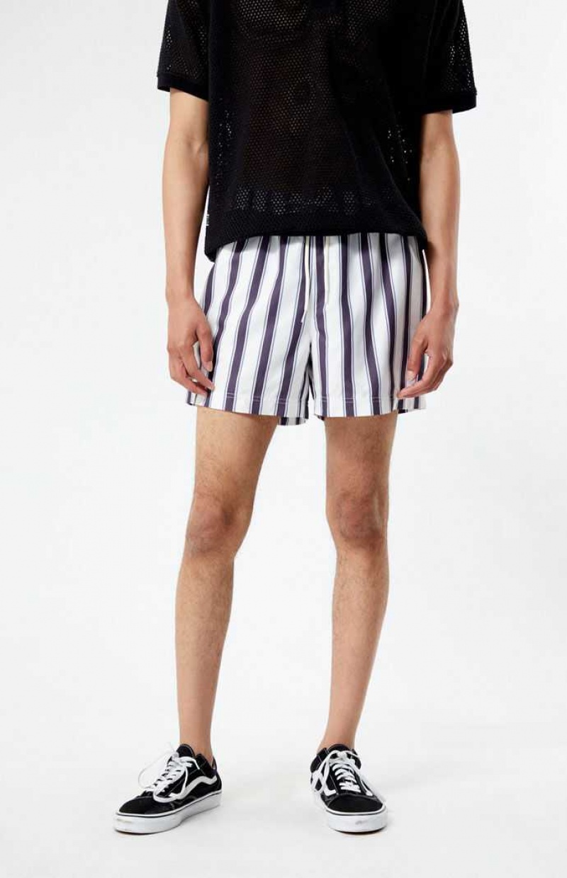 CHARCOAL PacSun Charcoal Stripe 4.5 Swim Trunks | OARNLSH-63