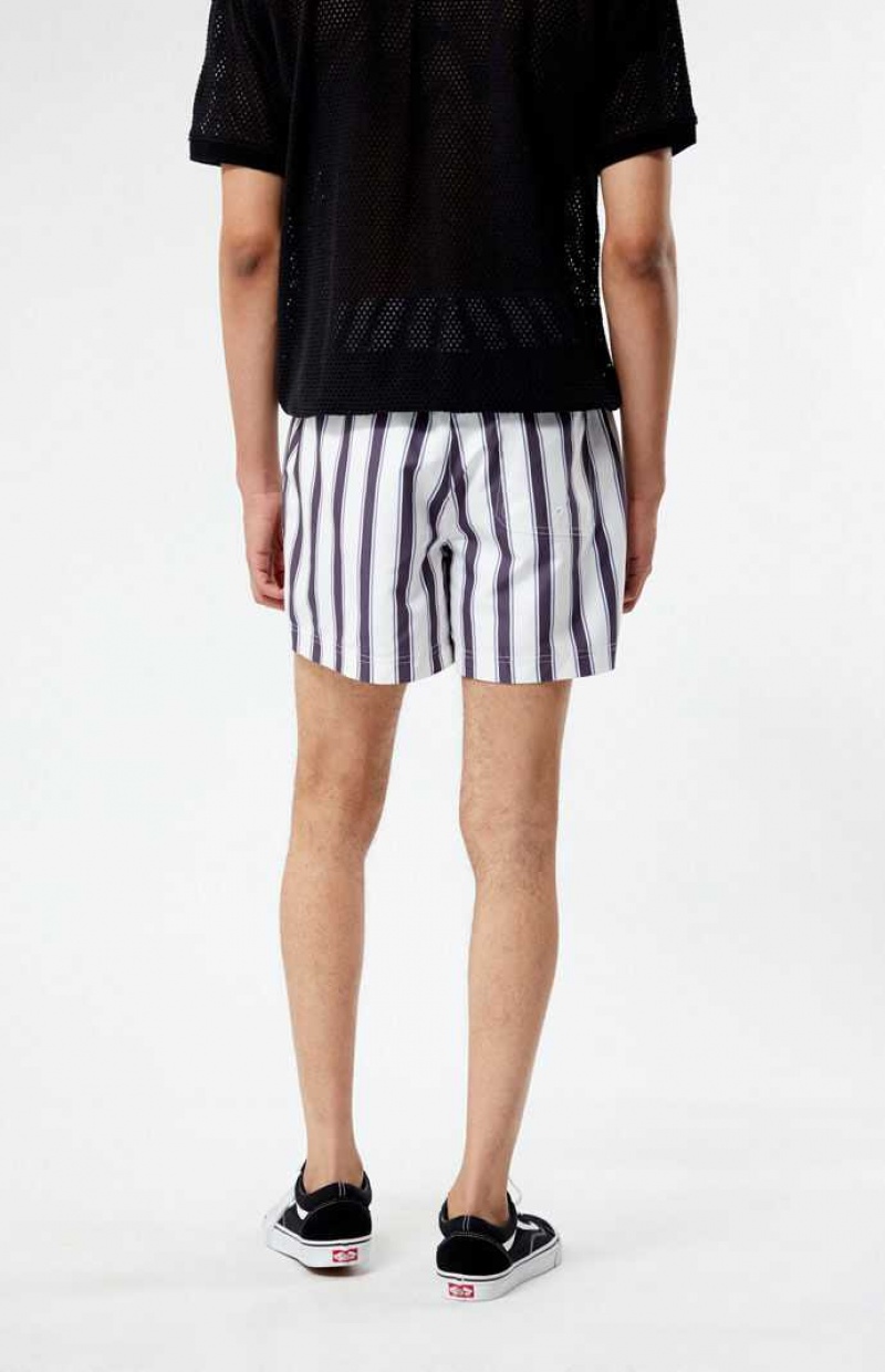 CHARCOAL PacSun Charcoal Stripe 4.5 Swim Trunks | OARNLSH-63