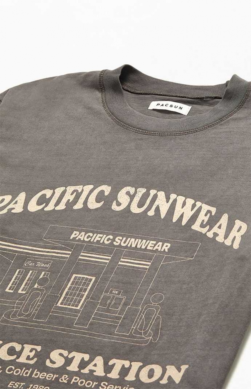 CHARCOAL PacSun Pacific Sunwear Service Station T-Shirt | XKZRLQA-60