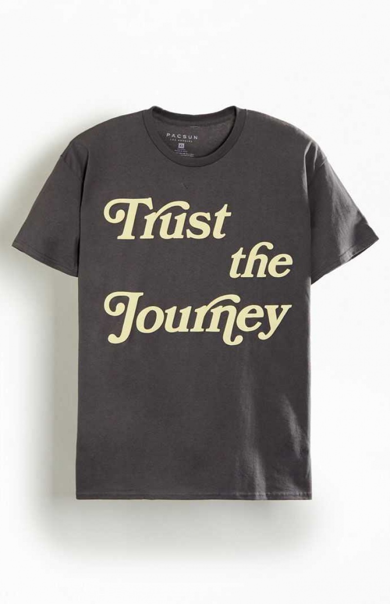 CHARCOAL PacSun Trust The Journey T-Shirt | IYNFRVH-78