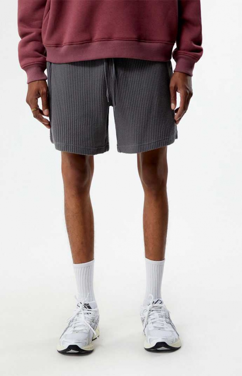 CHARCOAL PacSun Waffle Knit Volley Shorts | FJYODQZ-72