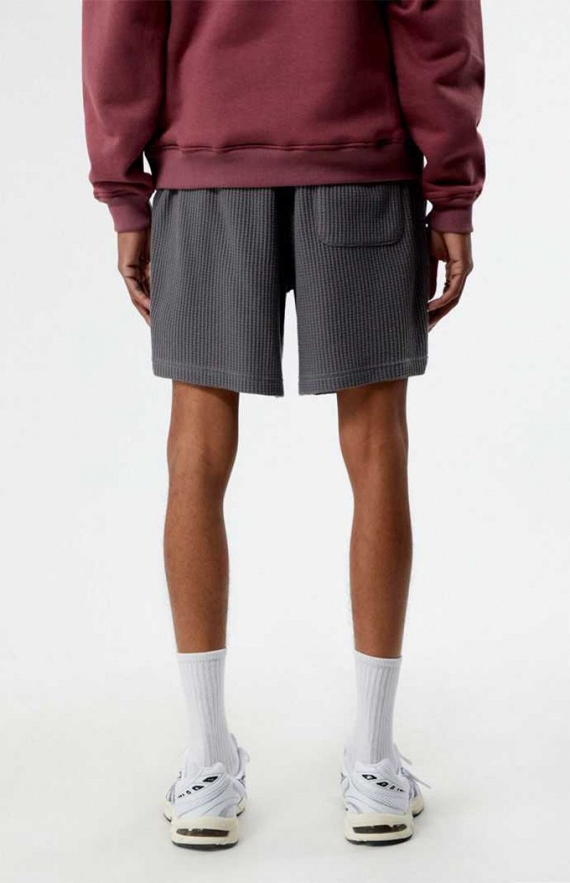 CHARCOAL PacSun Waffle Knit Volley Shorts | FJYODQZ-72