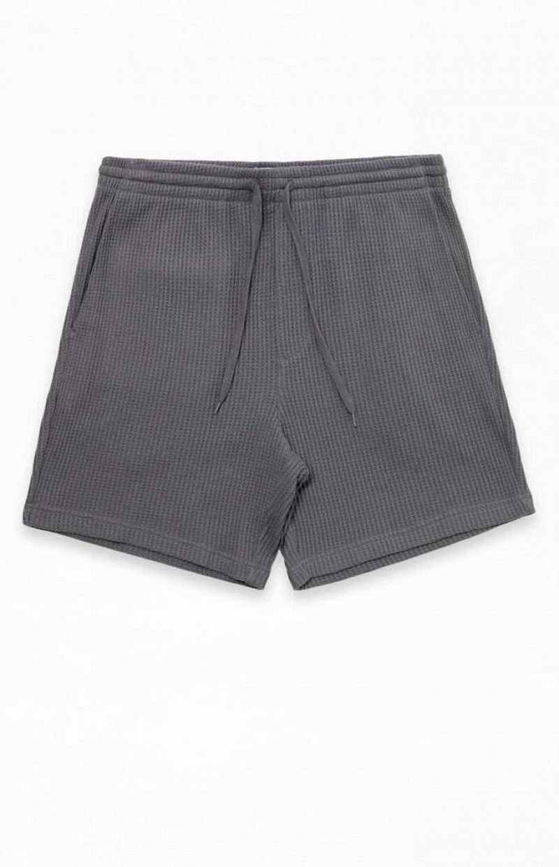 CHARCOAL PacSun Waffle Knit Volley Shorts | FJYODQZ-72