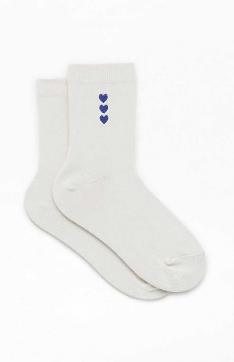 CREAM/NAVY PacSun Vertical Heart Crew Socks | POFYZRC-34