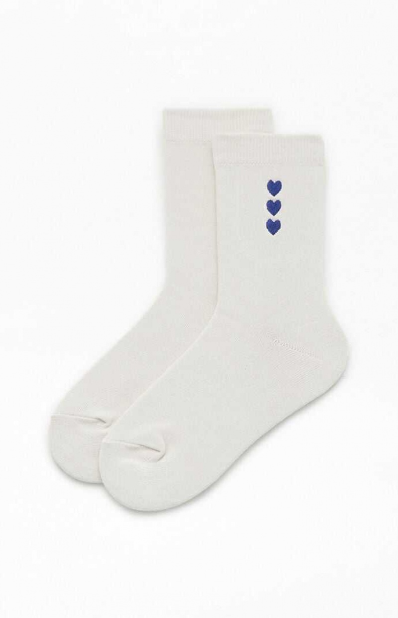 CREAM/NAVY PacSun Vertical Heart Crew Socks | POFYZRC-34