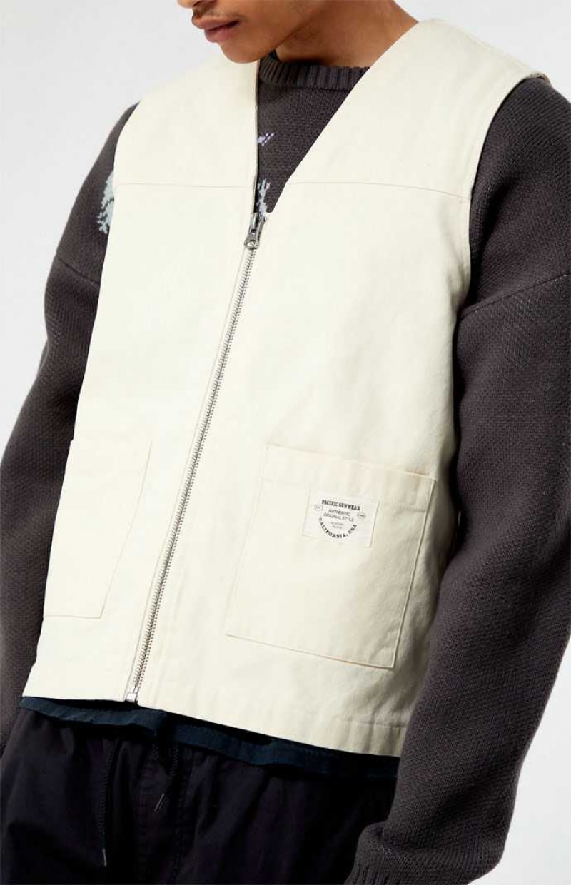 CREAM PacSun Canvas Vest | IBQYSNC-40